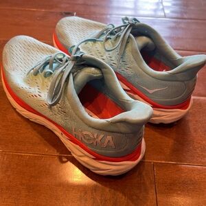 Hoka Athletic Shoes in Teal and Coral